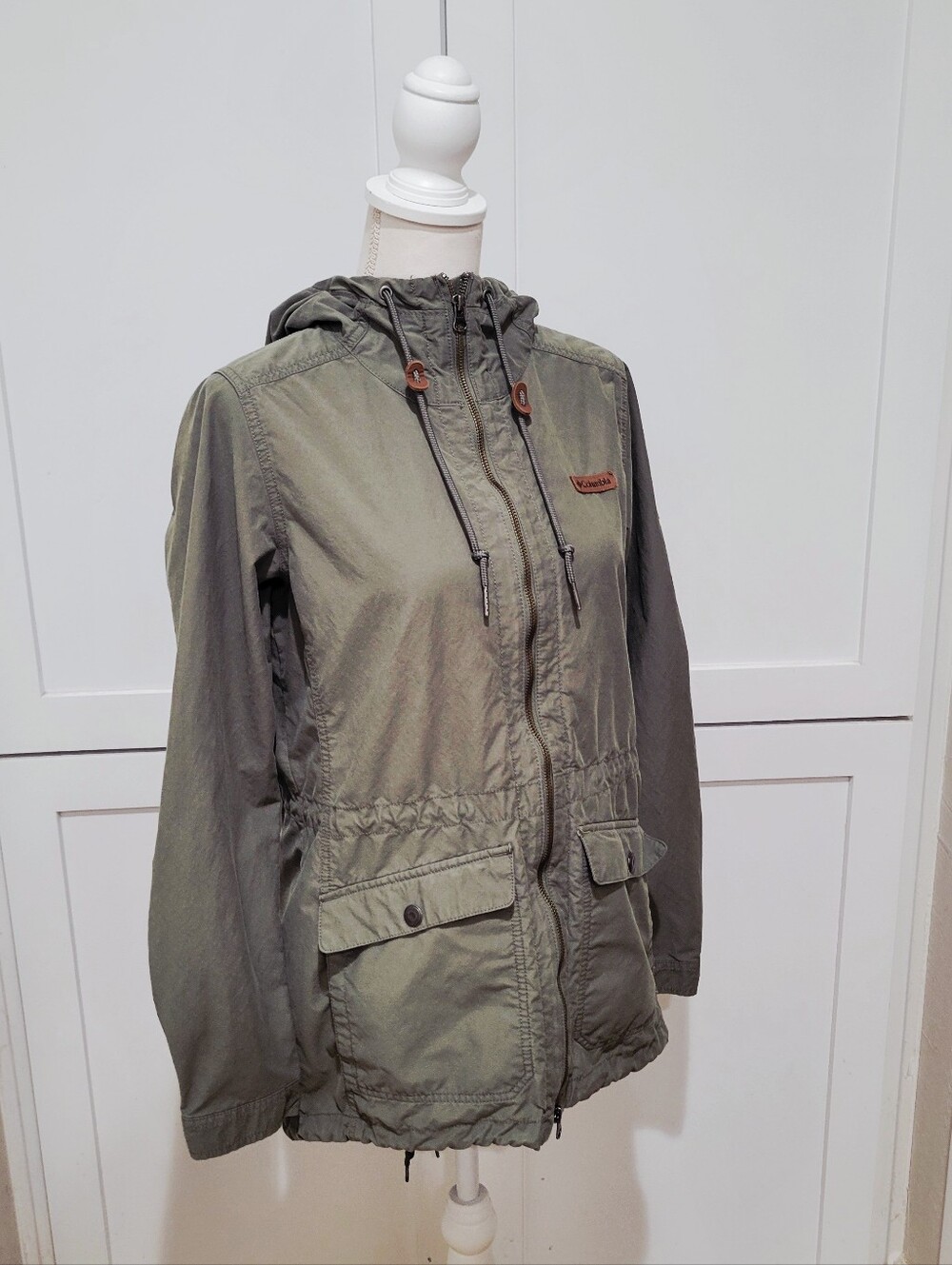 Columbia Olive Green Hooded Lightweight Utility Jacket Women’s Medium - Picture 4 of 9